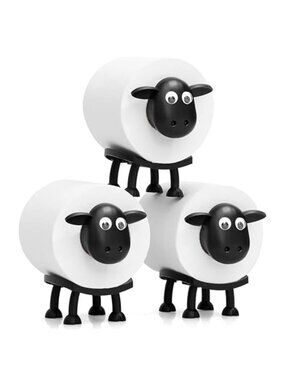 Funny Sheep Toilet Paper Holder Black Bathroom Decor Tissue Roll Storage Set